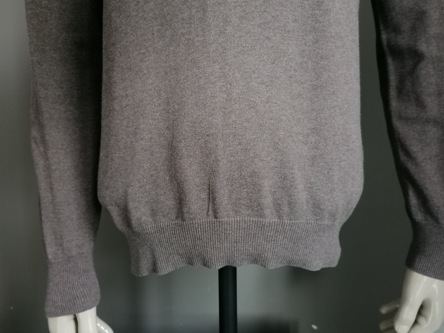 Conbipel cotton sweater. V-neck. Brown mixed. Size L.