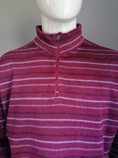 Faded glory sweater with zipper. Bordeaux brown gray striped. Size 2XL-XXL / 3XL-XXXL.