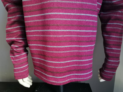 Faded glory sweater with zipper. Bordeaux brown gray striped. Size 2XL-XXL / 3XL-XXXL.