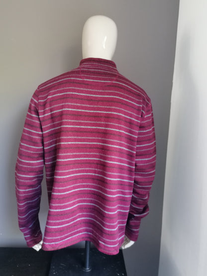 Faded glory sweater with zipper. Bordeaux brown gray striped. Size 2XL-XXL / 3XL-XXXL.