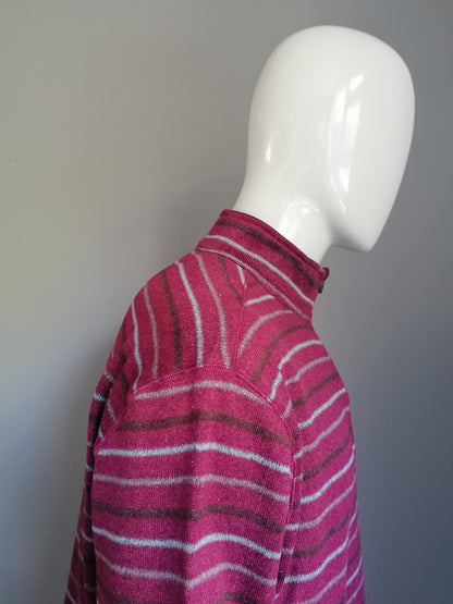 Faded glory sweater with zipper. Bordeaux brown gray striped. Size 2XL-XXL / 3XL-XXXL.