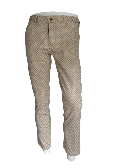 Scotch & Soda Broek. Impression gris brun beige. Taille W31 - L30. Type Stuart. Soigneusement raccourci.