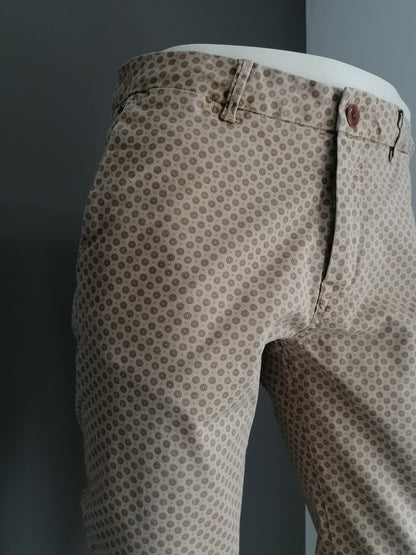 Scotch & Soda Broek. Impression gris brun beige. Taille W31 - L30. Type Stuart. Soigneusement raccourci.