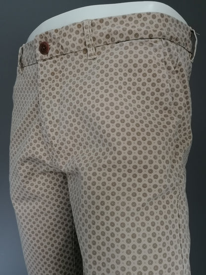 Scotch & Soda Broek. Impression gris brun beige. Taille W31 - L30. Type Stuart. Soigneusement raccourci.