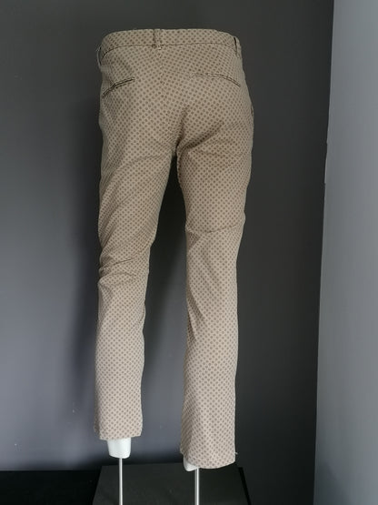 Scotch & Soda Broek. Impression gris brun beige. Taille W31 - L30. Type Stuart. Soigneusement raccourci.