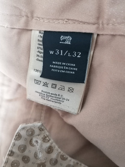 Scotch & Soda Broek. Impresión gris beige marrón. Tamaño W31 - L30. Tipo de Stuart. Bien acortado.