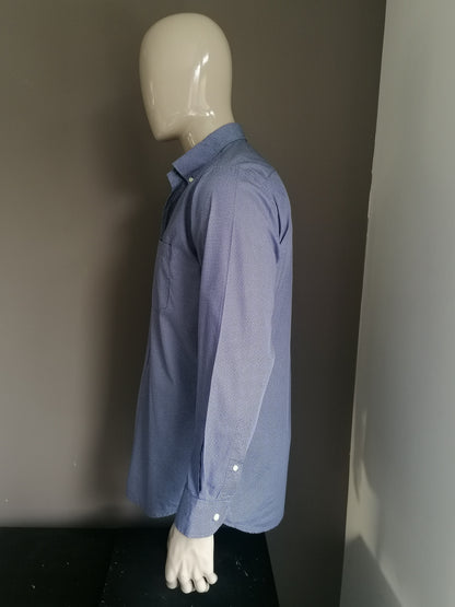 Chemise bots et bots. Blue blanc pointillé. Taille L.