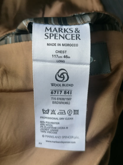 Marks & Spencer SP Wainen Veste. Rayé brun foncé. Modèle long. Taille 56 / XL.