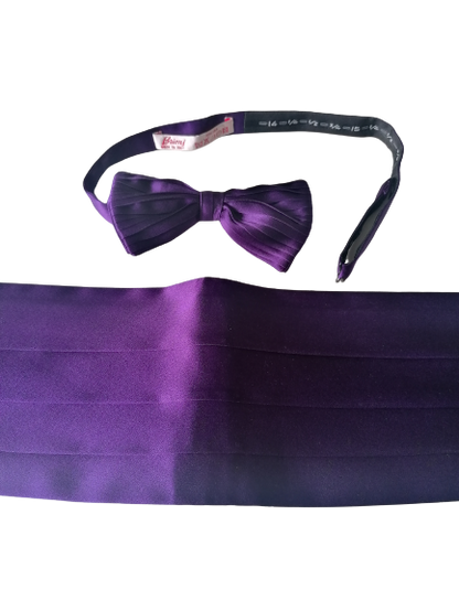 Set di seta Brioni di pancia e cravatta farfalla / fascia cumber e bowtie. Purple lucido. Taglia XXL