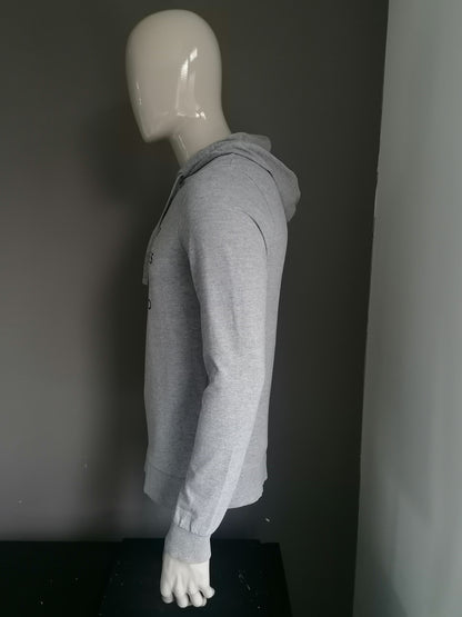 Hoodie Jack & Jones. Grigio mescolato con stampa. Taglia M.