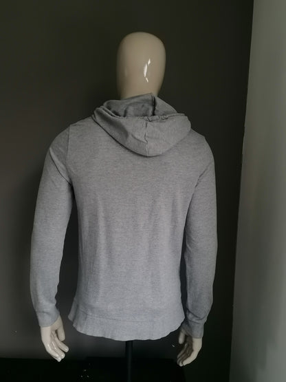 Hoodie Jack & Jones. Grigio mescolato con stampa. Taglia M.