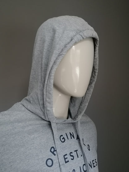 Hoodie Jack & Jones. Grigio mescolato con stampa. Taglia M.