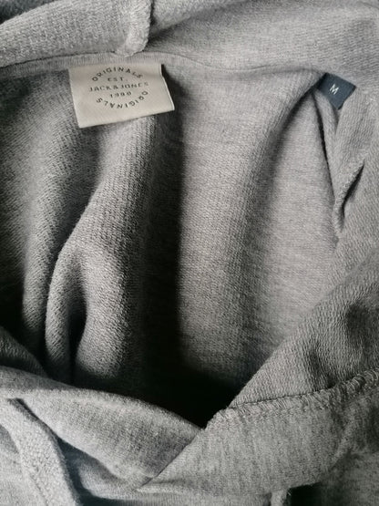 Hoodie Jack & Jones. Grigio mescolato con stampa. Taglia M.