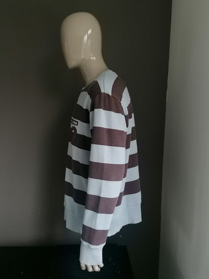 Joe Browns sweater. Brown blue striped. Size XL.