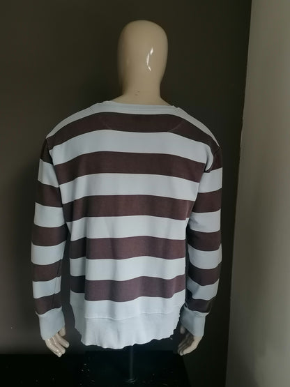 Joe Browns sweater. Brown blue striped. Size XL.