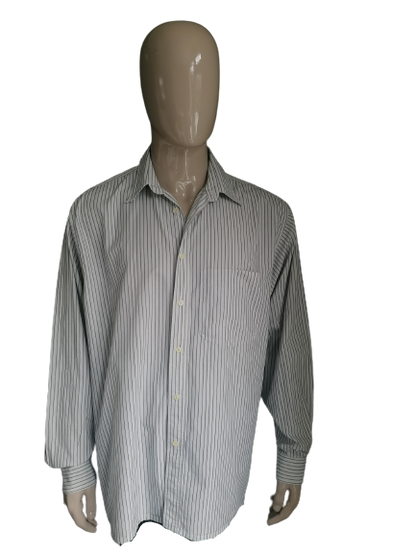 Vintage Him Collection Shirt. Blau Beige gestreift. Größe xxl / 2xl.