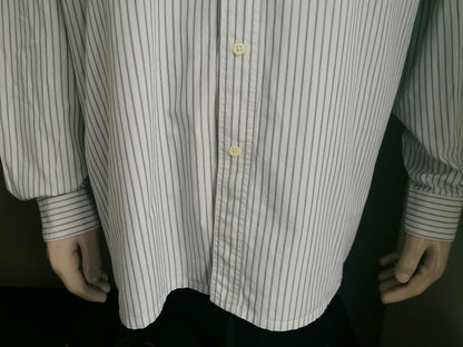 Vintage Him Collection Shirt. Blau Beige gestreift. Größe xxl / 2xl.