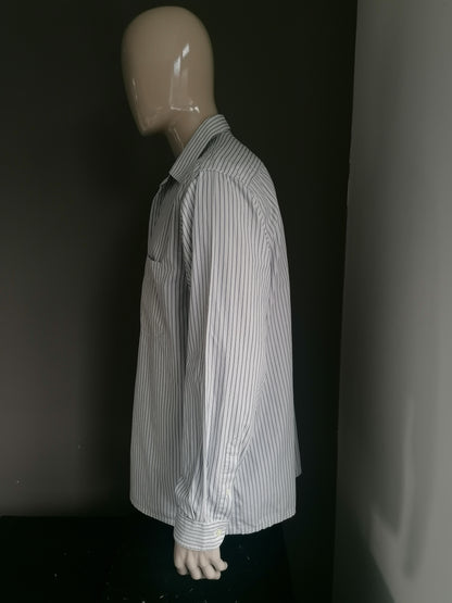 Vintage Him Collection Shirt. Blau Beige gestreift. Größe xxl / 2xl.