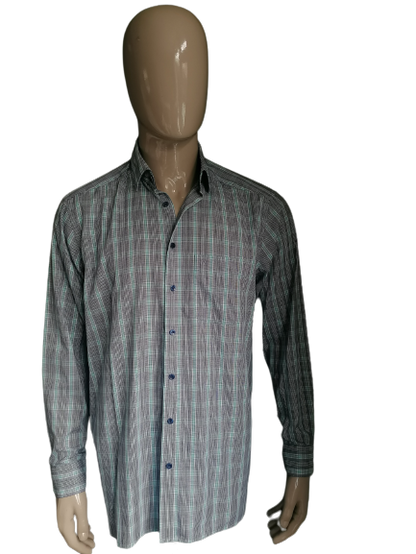 Chemise Marvelis. Bleu vert blanc à carreaux. Taille 42. L. Comfort Fit.