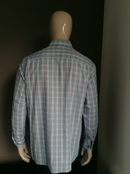 Chemise Marvelis. Bleu vert blanc à carreaux. Taille 42. L. Comfort Fit.