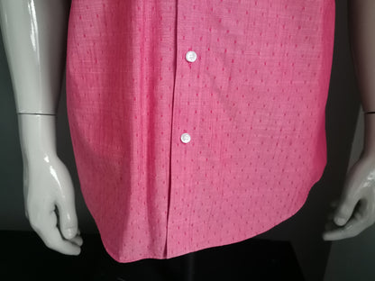 Chemise Engbers à manches courtes. Motif palpable rouge rose. Taille L.