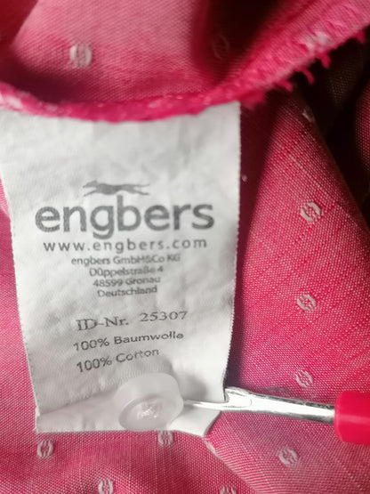 Chemise Engbers à manches courtes. Motif palpable rouge rose. Taille L.