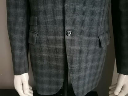 Gentiluomo woolen jacket with elbow patches. Gray checkered. Size 52 / L.