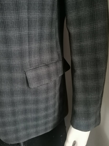 Gentiluomo woolen jacket with elbow patches. Gray checkered. Size 52 / L.