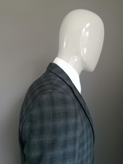 Gentiluomo woolen jacket with elbow patches. Gray checkered. Size 52 / L.