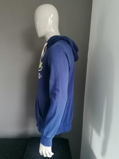 Edc Hoodie. Dark blue, green gray print. Size M.