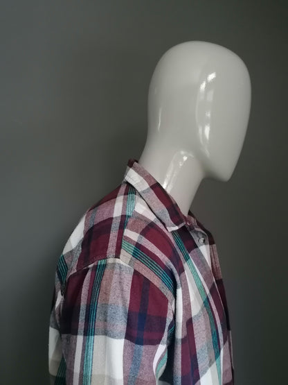 Atlas For Men Flannel Shirt. Bordeaux Blue Beige Cheige. Taille xl.