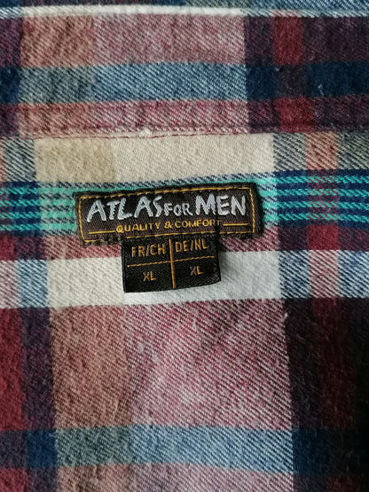 Atlas For Men Flannel Shirt. Bordeaux Blue Beige Cheige. Taille xl.