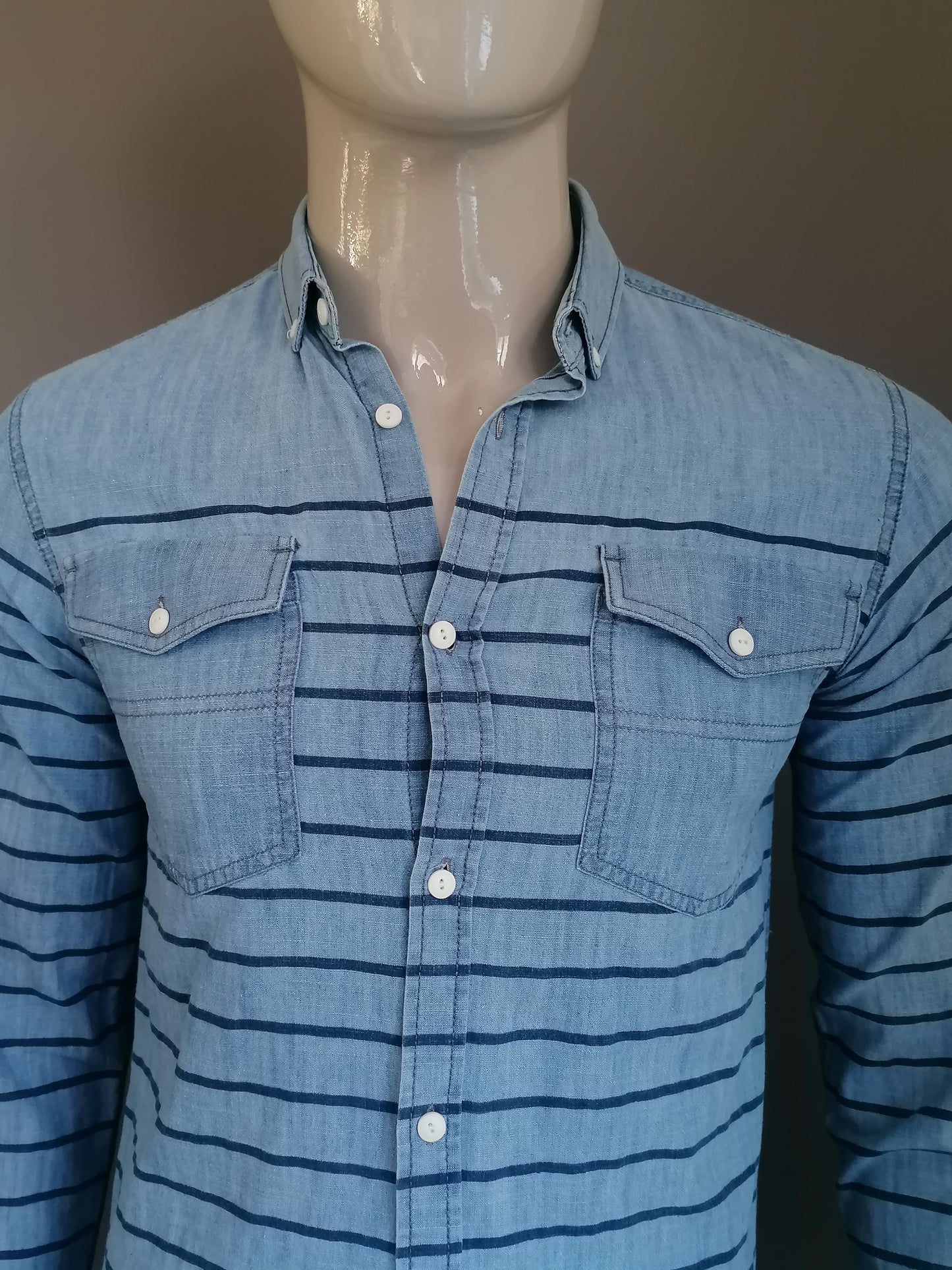 Shine Original shirt. Blue striped size S.