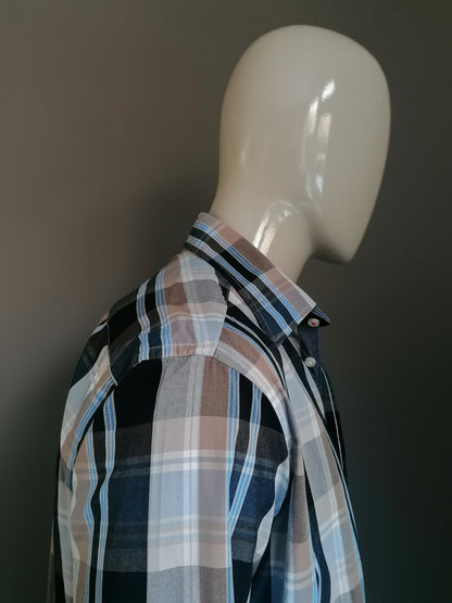 Bartlett shirt. Blue beige gray checked. Size L.