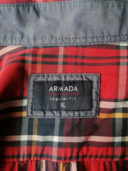 Armada shirt. Red blue yellow checked. Size XL. Regular fit.