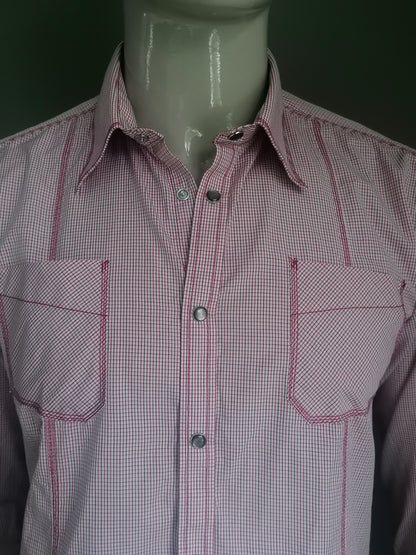 Selected shirt with press studs. Red blue checked. Size XL.