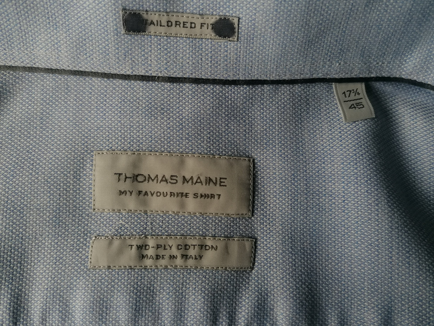 Thomas Maine  overhemd. Blauw gemêleerd. Maat 45 / XXL / 2XL. Tailored Fit.