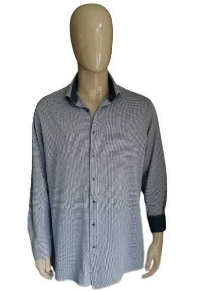 Chemise Thomas Maine. Motif blanc bleu. Taille 45-46 / xxl-2xl.