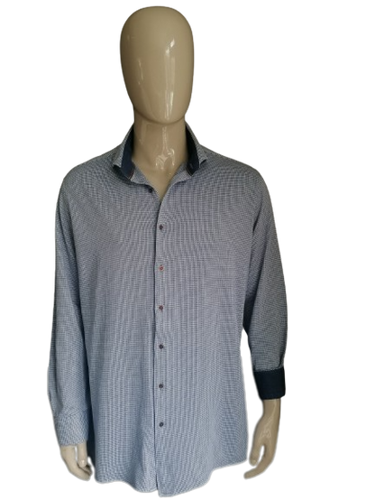 Chemise Thomas Maine. Motif blanc bleu. Taille 45-46 / xxl-2xl.