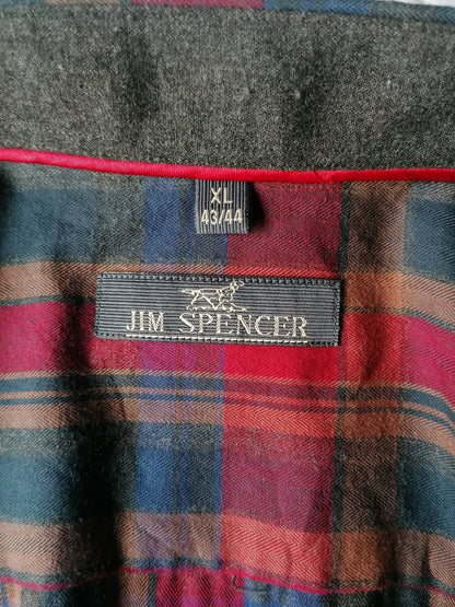 Chemise Jim Spencer. Brun bleu rouge vérifié. Taille xl.