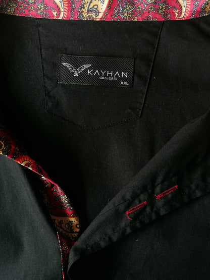 Manche courte de chemise kayhan. Couleur noire. Taille xxl / 2xl. Slim Fit. Extensible.