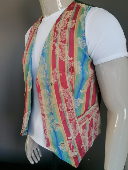 Vintage Pulls Double Breasted gilet. Rood Geel Groen Blauw gekleurd. Maat S.