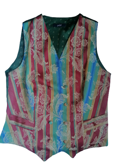 Vintage Pulls Double Breasted gilet. Rood Geel Groen Blauw gekleurd. Maat S.