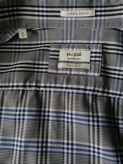 Camicia Van Gils. Blu bianco bianco a quadretti. Taglia 38. Taglio della pelle