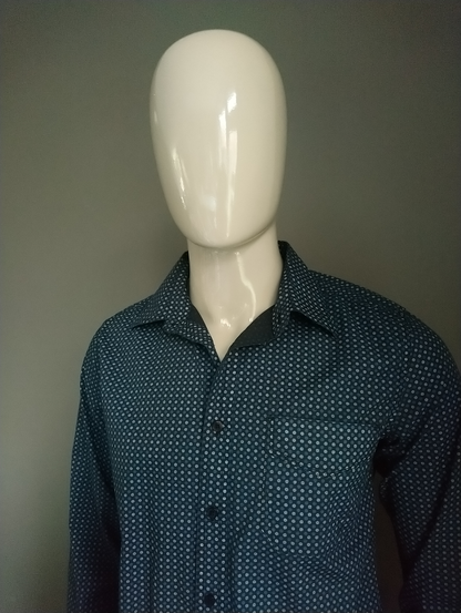 EDC Shirt. Blue gray print. Size L.